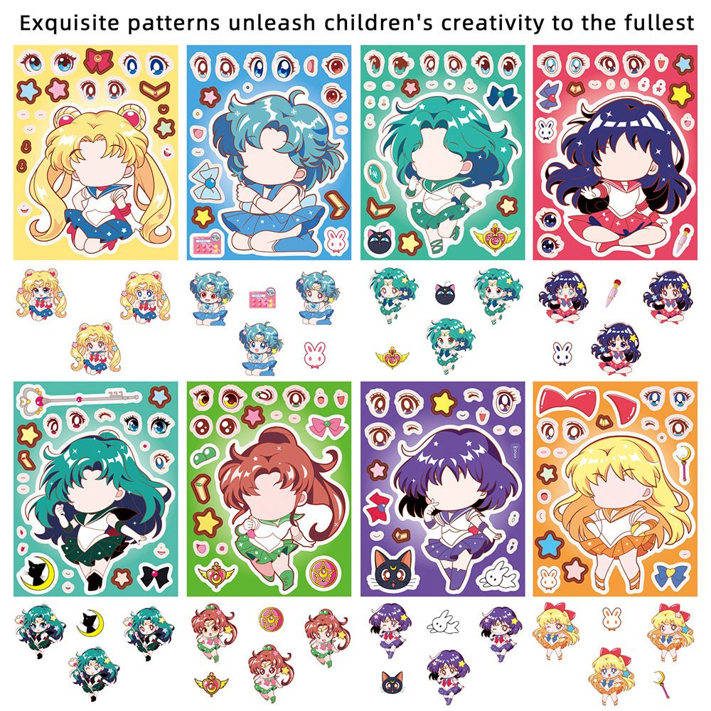 8/16PCS Sailor Moon Face-Chang - Anime Merchandise Posters 评论和价格